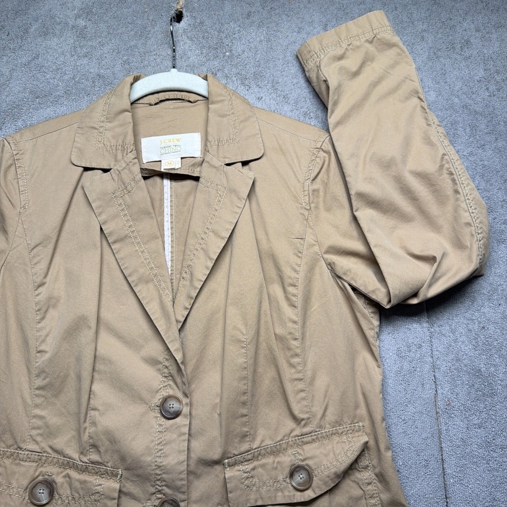 J Crew Classic Twill Chino Blazer Womens Medium Khaki‎ Cotton Jacket